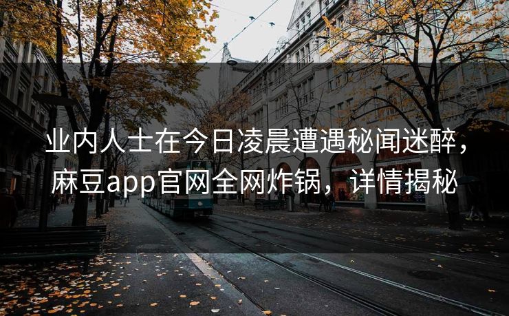 业内人士在今日凌晨遭遇秘闻迷醉，麻豆app官网全网炸锅，详情揭秘