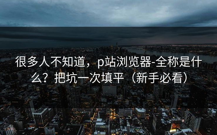 很多人不知道，p站浏览器-全称是什么？把坑一次填平（新手必看）